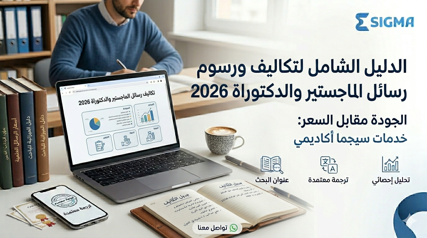دليل أسعار وتكاليف رسائل الماجستير والدكتوراة 2026 - جودة أكاديمية من سيجما