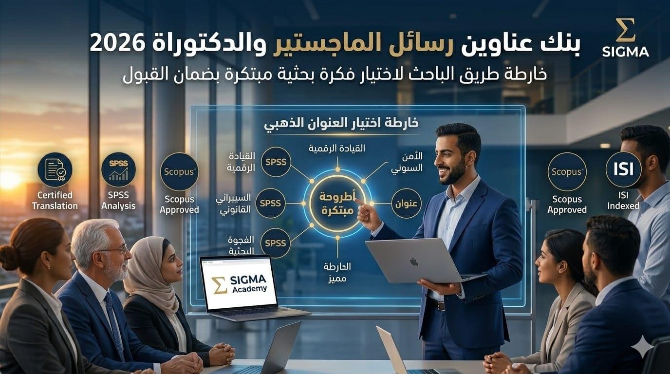 بنك عناوين رسائل الماجستير والدكتوراة 2026 - خارطة طريق الباحث لاختيار فكرة بحثية مبتكرة بضمان القبول - أكاديمية سيجما
